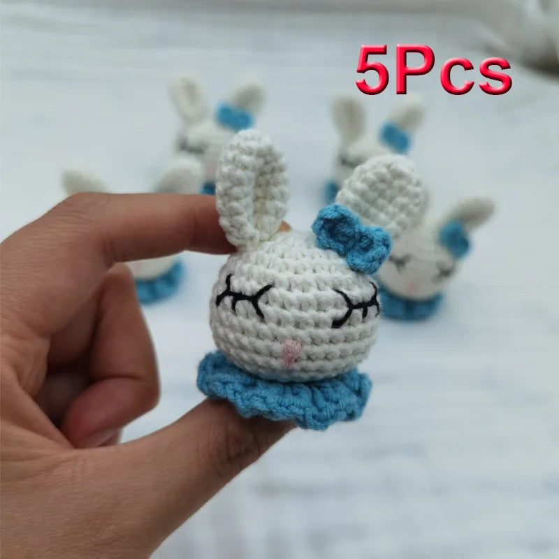 5pc Crochet Beads Animal Rabbit Chewable Beads DIY Wooden Teething Knitting Beads Jewelry Crib Sensory Toy Baby Teether