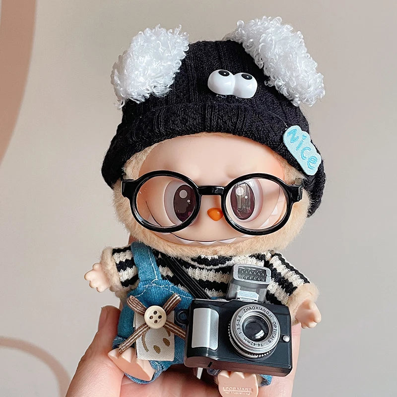 New Doll Clothes Pendant Set LABUBU sitting party clothes Bear Hat Love Sweater Set DIY Doll Accessories Fun Cute Baby Clothes