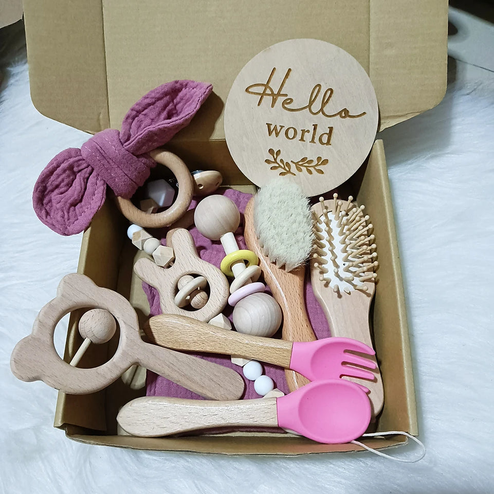10 Pieces Of Personalized Name Newborn Bath Toy Gift Set 0-12 Months Old Baby Rattle Toy Baby Boy Girl Birth Name Plate Gift Set
