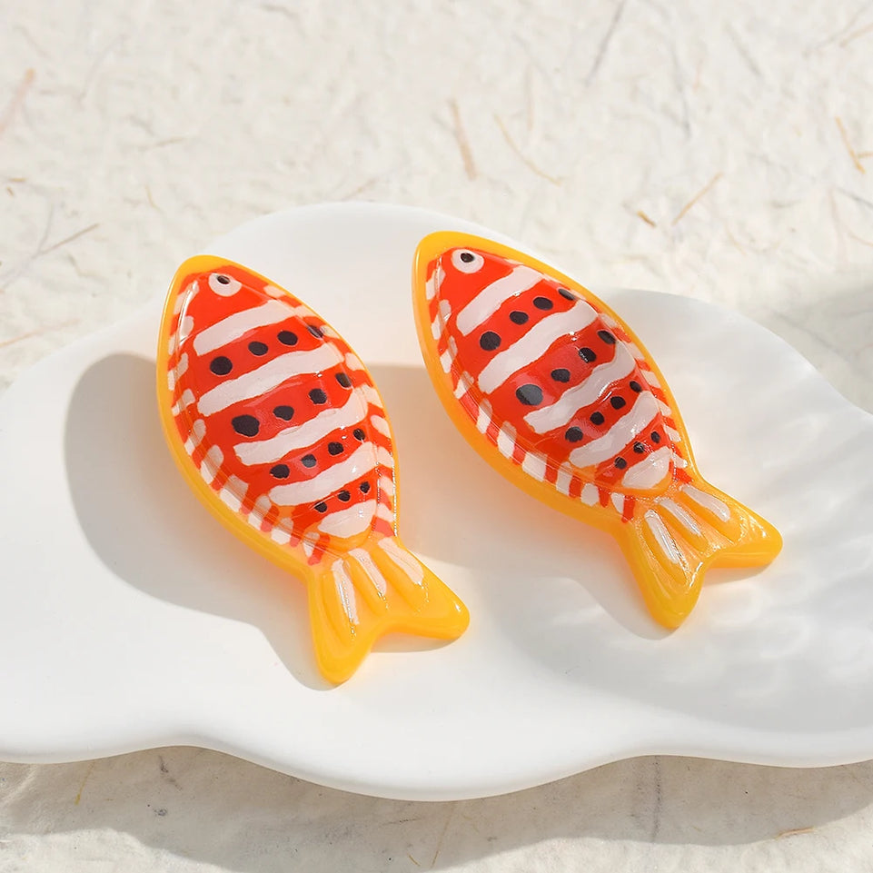 New Lovely Resin Earrings For Women Lovely Fish Acrylic Animal Drop Earring Girls Accessories
