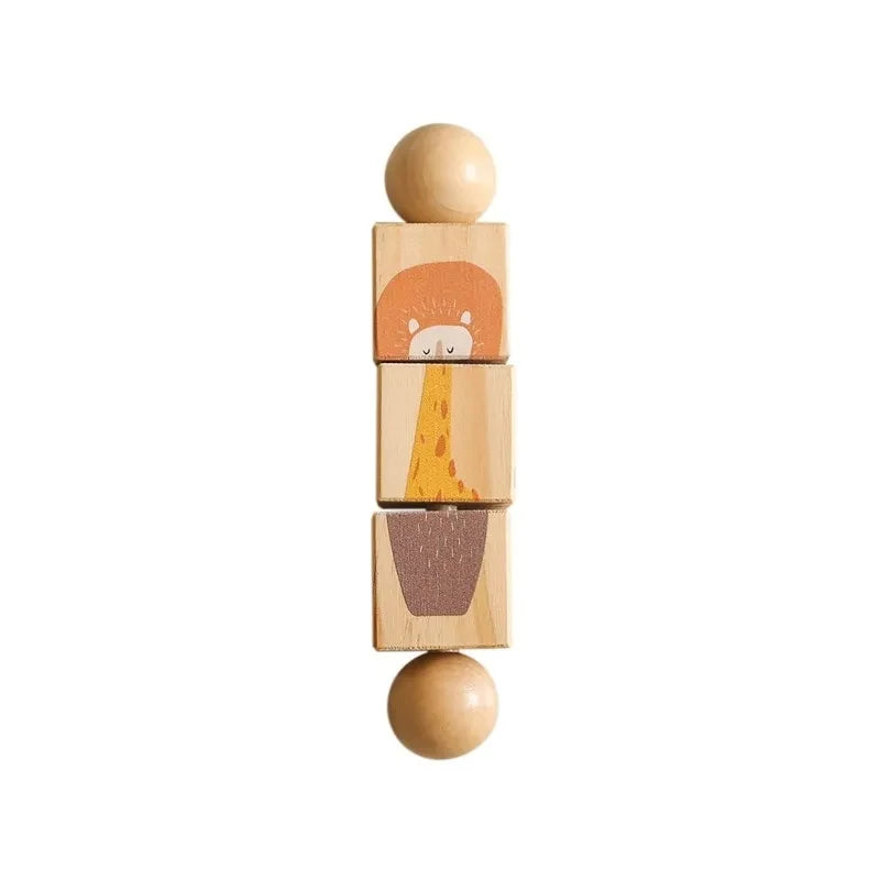 Baby Wooden Rotating Jigsaw Puzzle Hand bell Toy Montessori Educational Sensory Cognition Toys Wooden Music Rattle Toy Baby Gift