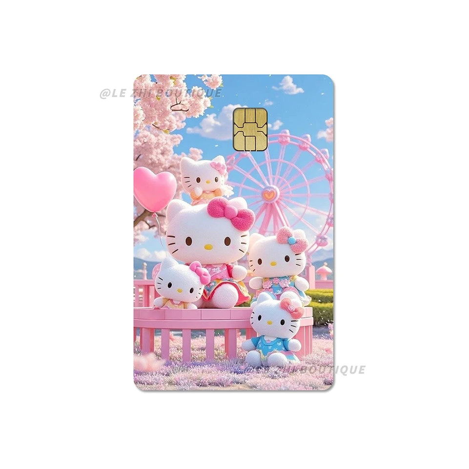 Anime Cartoon Sanrio Hello Kitty Credit Card Stickers Kawaii Waterproof Bank Card Bus Metro Sticker Decoration Girls Accessories