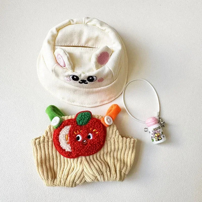 Sitting Party Baby Clothes For 1st &2nd Labubu Pendant Macaron fabric Clothes for Labubu New Cute Shoulder Pants Labubu Outfit