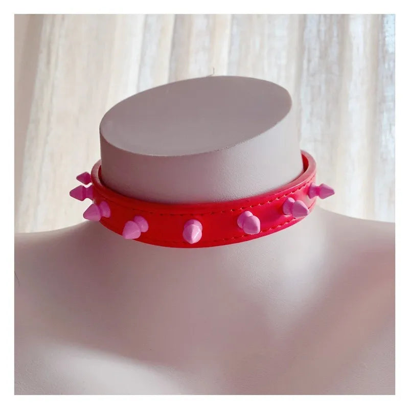 4 Colors  Studded Rivet Women Sexy Punk Choker Collar Leather Jewelry Neckring Rock Handmade Necklace Gift for Girls Accessories