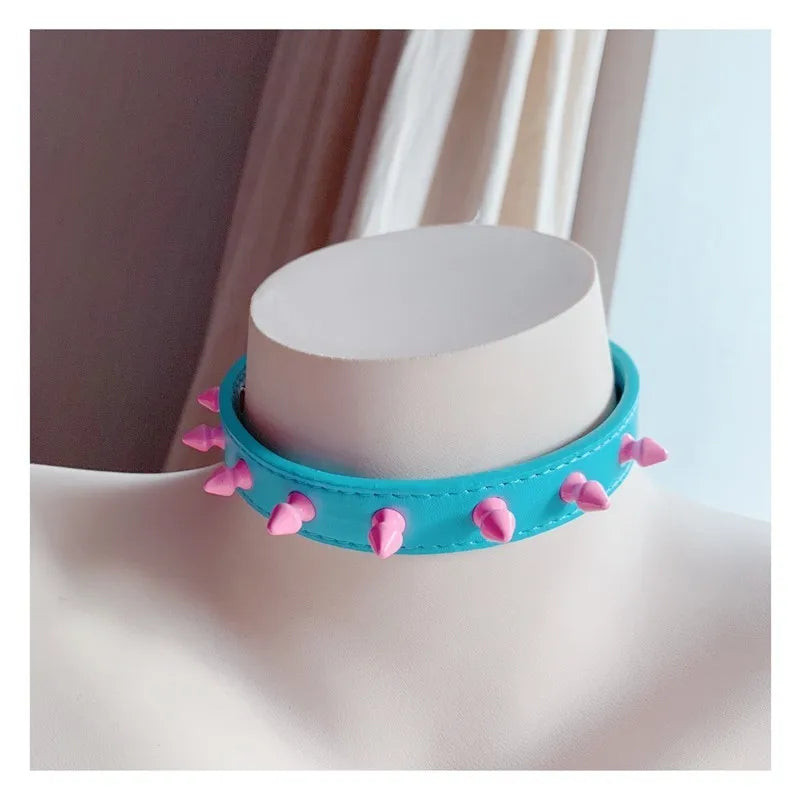 4 Colors  Studded Rivet Women Sexy Punk Choker Collar Leather Jewelry Neckring Rock Handmade Necklace Gift for Girls Accessories