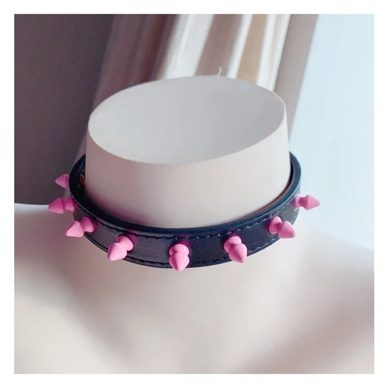 4 Colors  Studded Rivet Women Sexy Punk Choker Collar Leather Jewelry Neckring Rock Handmade Necklace Gift for Girls Accessories
