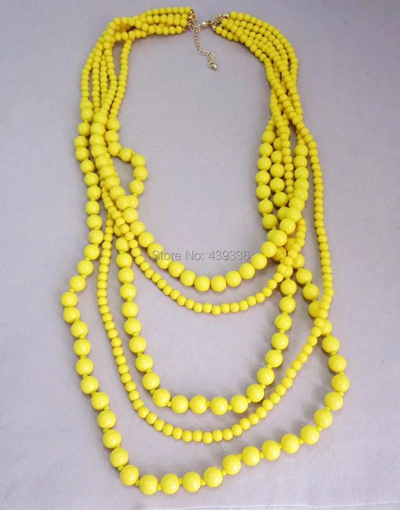 Layers Necklace Beaded Pendant Long Fashion Handmade Jewelry Femme Girls Accessories