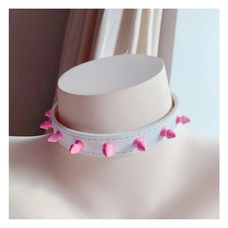 4 Colors  Studded Rivet Women Sexy Punk Choker Collar Leather Jewelry Neckring Rock Handmade Necklace Gift for Girls Accessories