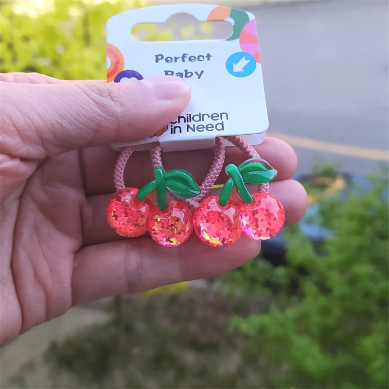 2PCS Cute Star Flower Grape Princess Cartoon Headwear Kids Elastic Hair Bands Baby Headdress Children Ropes Girls Accessories