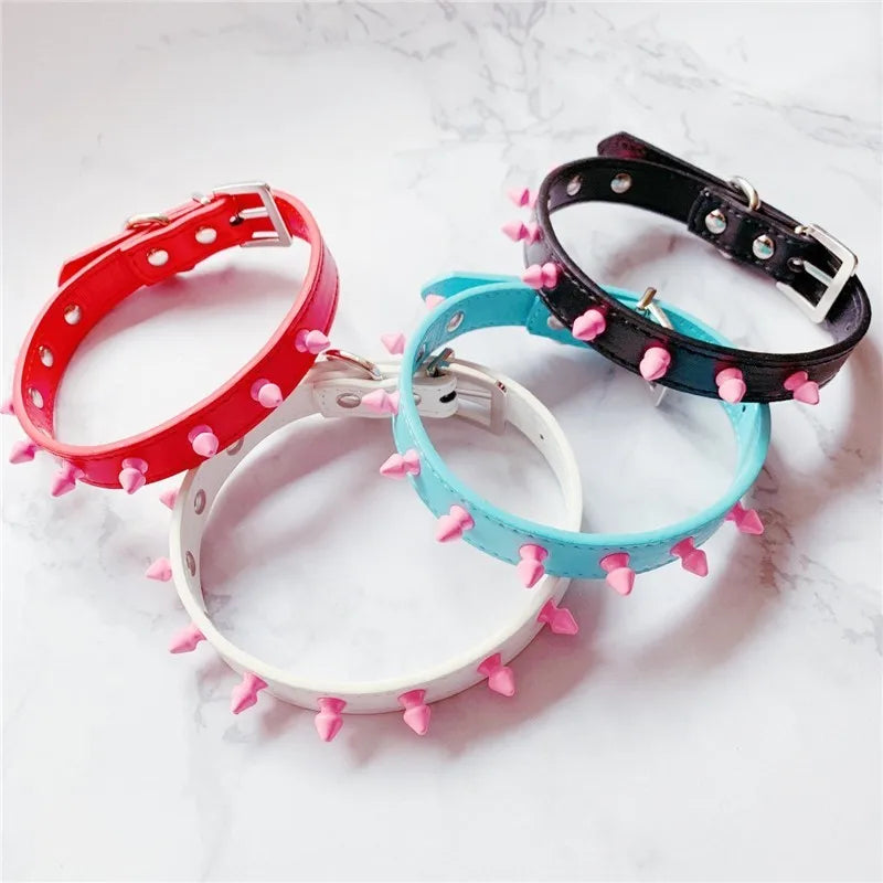 4 Colors  Studded Rivet Women Sexy Punk Choker Collar Leather Jewelry Neckring Rock Handmade Necklace Gift for Girls Accessories