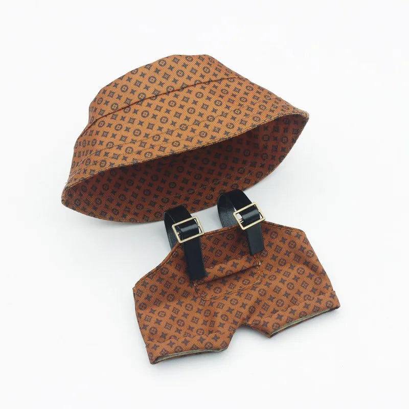 Clothes only] one or two generations of blind box sitting party baby clothes plush doll printed bib fashion suit casual