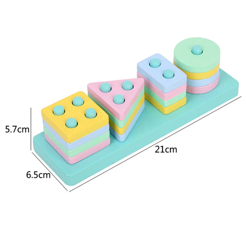 Children Wooden Toys Sleeve Column Montessori Developmental Toy Baby Early Education Building Blocks Shape Cognition TMZ