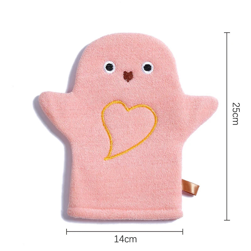 Baby Bath Gloves for Kids Toddlers Cartoon Animal Shower Gloves Towels Washcloth for Bathing Children Wash Clean Shower Massage