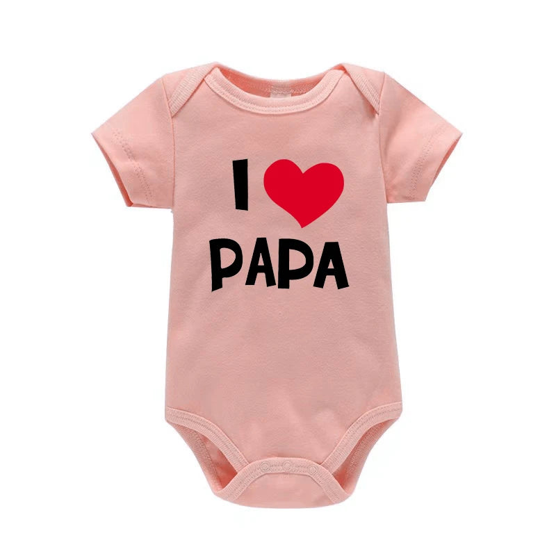 I Love Mama & Papa Funny Baby Romper T-shirt Crawling Clothes Triangle Onesies Newborn Baby Clothes Onesies for Babies