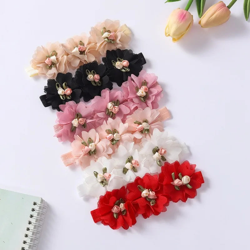 Spring Autumn Soft Sole Baby Shoes Hairband Set Baby Shoes 0-1Year Old Newborn Princess Rose Flower Dress Shoes Birthday Gift