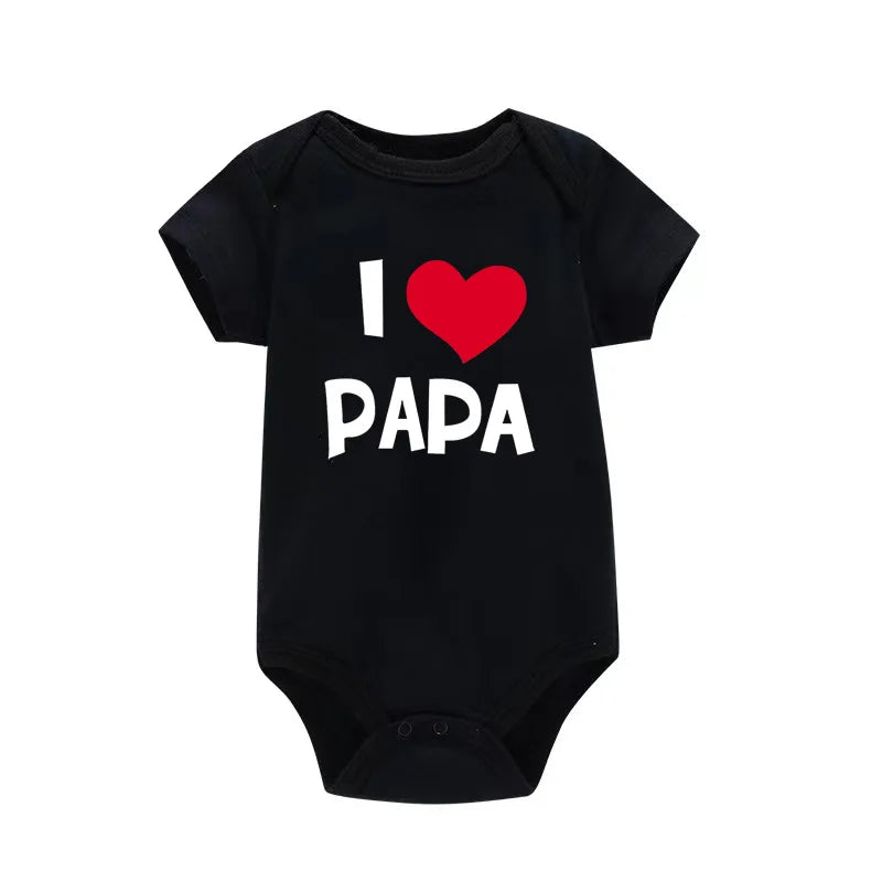 I Love Mama & Papa Funny Baby Romper T-shirt Crawling Clothes Triangle Onesies Newborn Baby Clothes Onesies for Babies