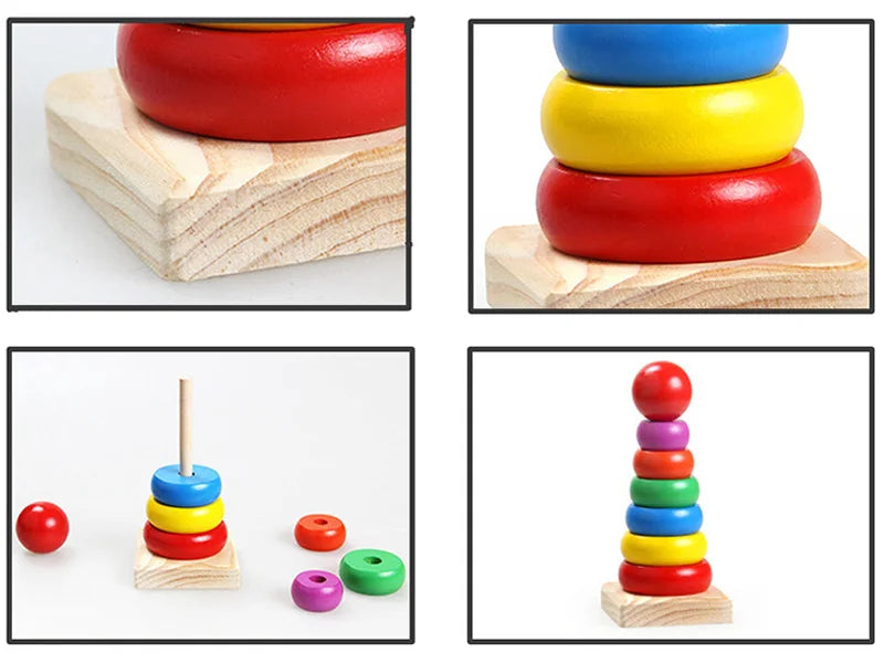 Children Wooden Toys Sleeve Column Montessori Developmental Toy Baby Early Education Building Blocks Shape Cognition TMZ