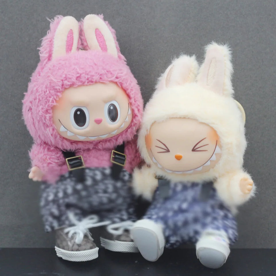 Clothes only] one or two generations of blind box sitting party baby clothes plush doll printed bib fashion suit casual
