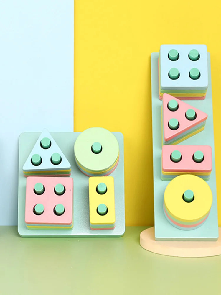 Children Wooden Toys Sleeve Column Montessori Developmental Toy Baby Early Education Building Blocks Shape Cognition TMZ