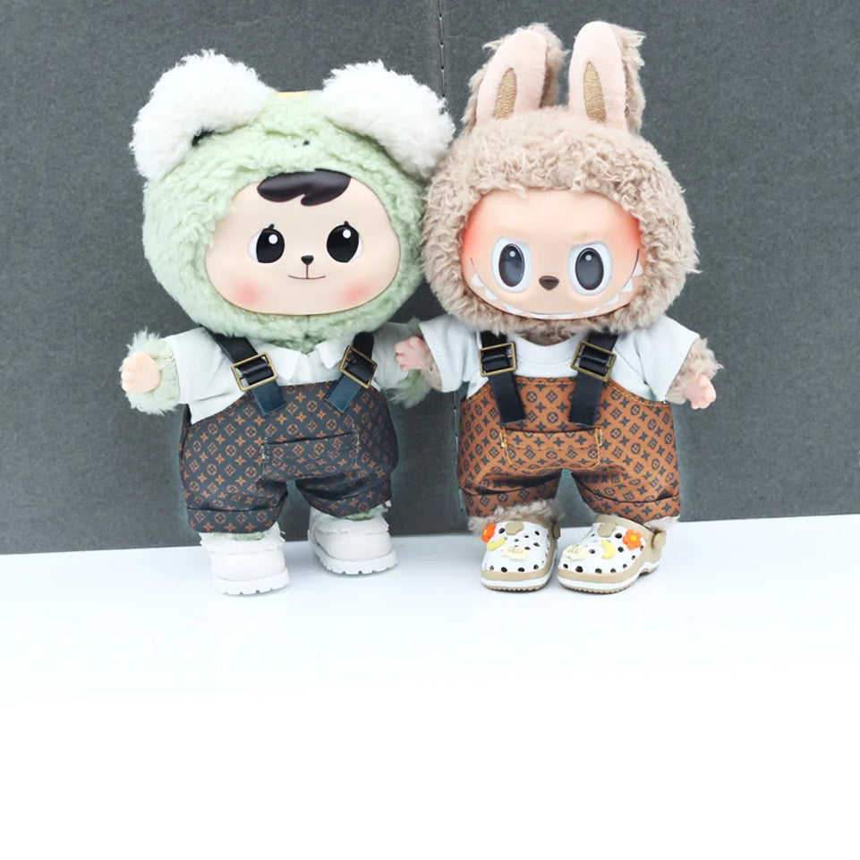 Clothes only] one or two generations of blind box sitting party baby clothes plush doll printed bib fashion suit casual
