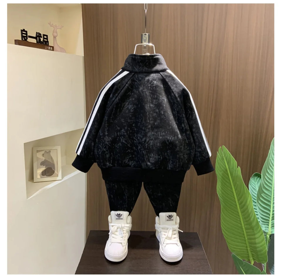 Spring and Autumn Boys' Sportswear Set 2025 New Children's Baby Clothes Set Kids Coat Pants 2pcs