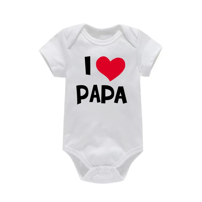 I Love Mama & Papa Funny Baby Romper T-shirt Crawling Clothes Triangle Onesies Newborn Baby Clothes Onesies for Babies