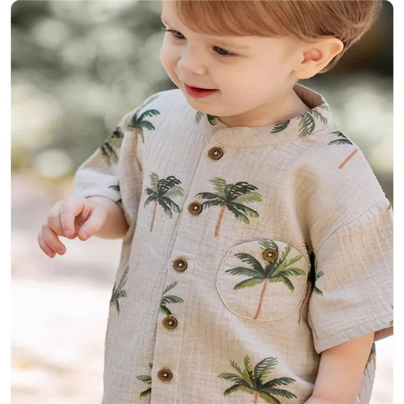 Fashion Printed Kids Baby Clothes Set Summer Organic Cotton Boy Short Sleeve Tshirt + Pant 2Pcs Toddler Boy Clothes
