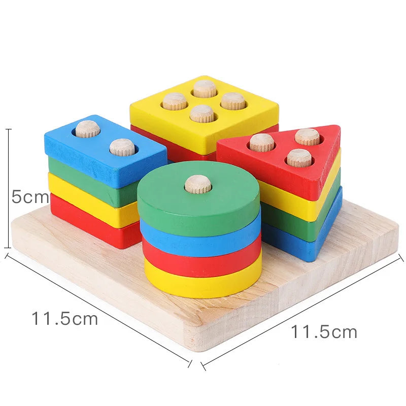 Children Wooden Toys Sleeve Column Montessori Developmental Toy Baby Early Education Building Blocks Shape Cognition TMZ