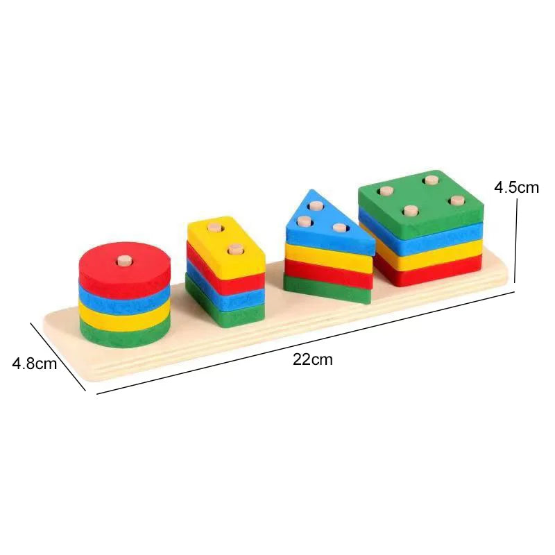 Children Wooden Toys Sleeve Column Montessori Developmental Toy Baby Early Education Building Blocks Shape Cognition TMZ