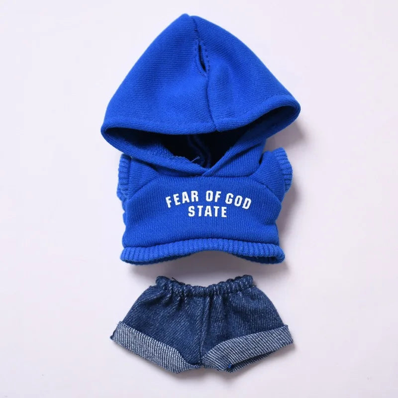 Clothes only] one or two generations of blind box Labubu sitting party fashion baby clothes casual hooded sweater jeans Labubu