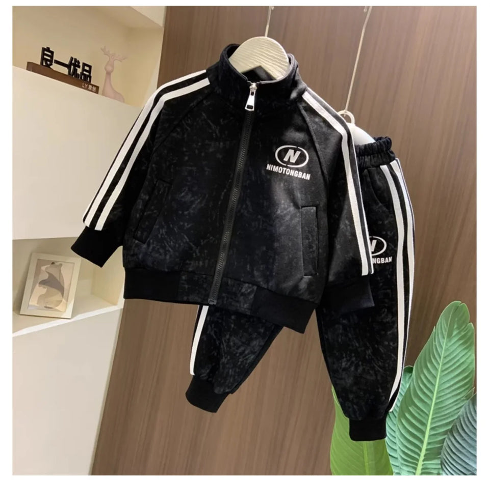 Spring and Autumn Boys' Sportswear Set 2025 New Children's Baby Clothes Set Kids Coat Pants 2pcs
