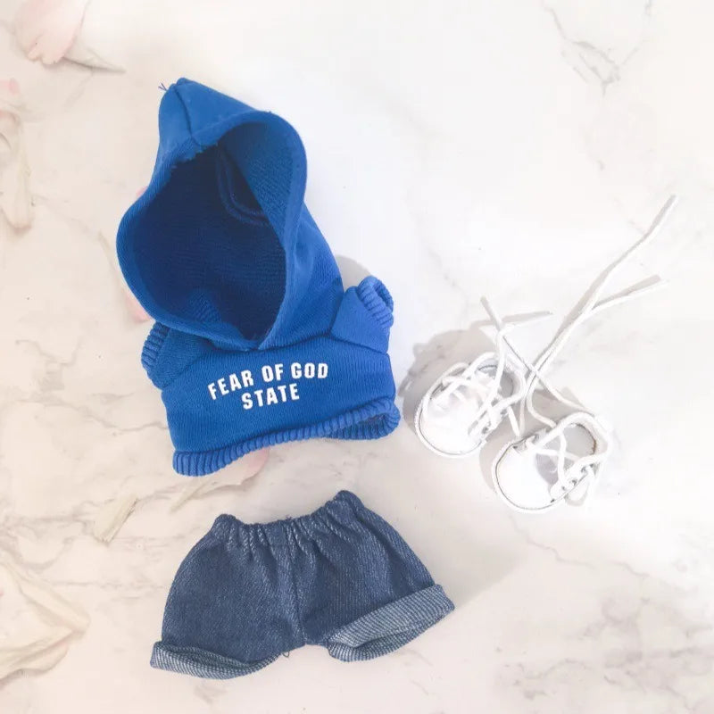 Clothes only] one or two generations of blind box Labubu sitting party fashion baby clothes casual hooded sweater jeans Labubu