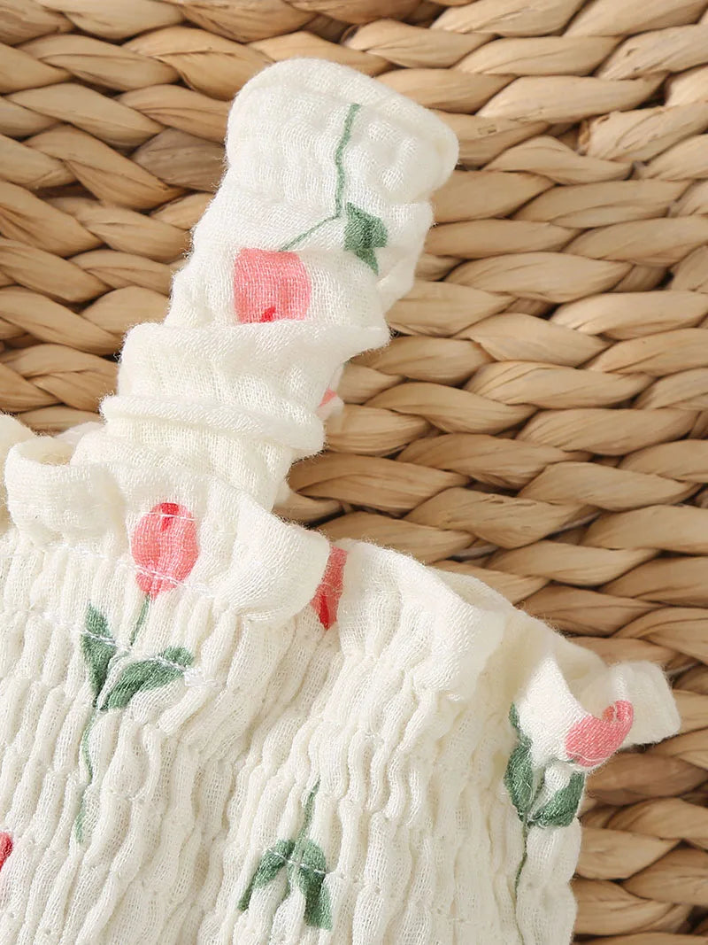 2PCS New Arrival Summer Floral baby clothes Romper Sleeveless Newborn Infant Girl Skirt Jumpsuit Outfit with Hat