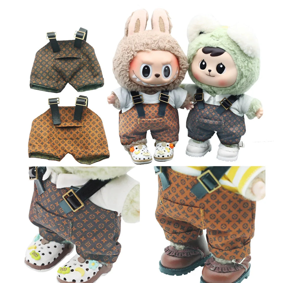 Clothes only] one or two generations of blind box sitting party baby clothes plush doll printed bib fashion suit casual