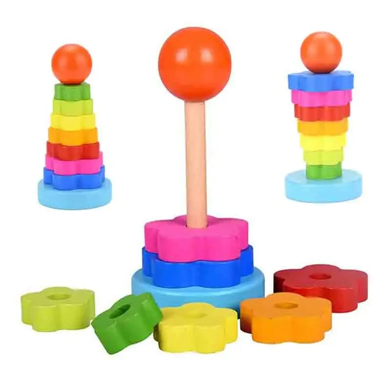 Children Wooden Toys Sleeve Column Montessori Developmental Toy Baby Early Education Building Blocks Shape Cognition TMZ