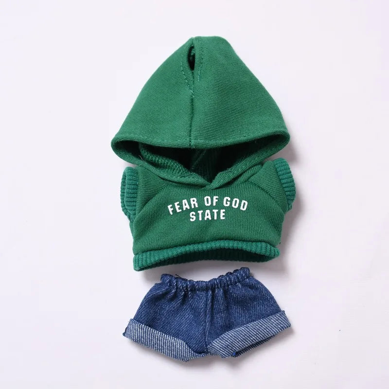 Clothes only] one or two generations of blind box Labubu sitting party fashion baby clothes casual hooded sweater jeans Labubu