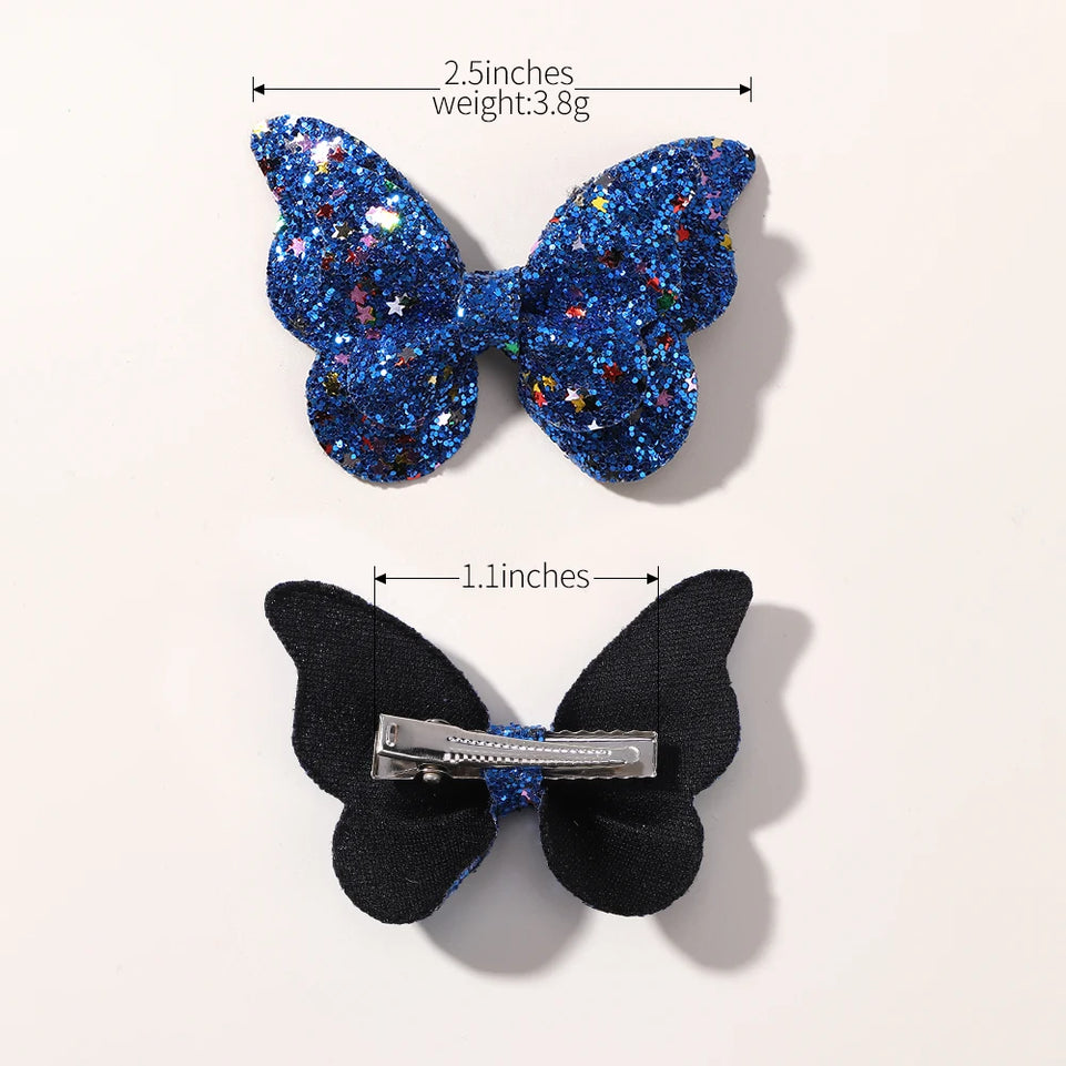 4pcs Kids Sweet Hair Bangs Clip Set Fish Tail Printed Butterfly Hairpins Children BB Clips Barrettes Girls Accessories Headwear