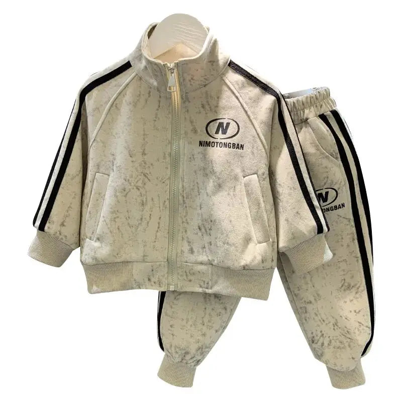 Spring and Autumn Boys' Sportswear Set 2025 New Children's Baby Clothes Set Kids Coat Pants 2pcs