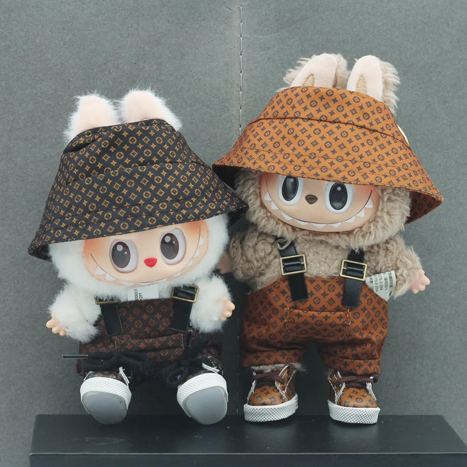Clothes only] one or two generations of blind box sitting party baby clothes plush doll printed bib fashion suit casual