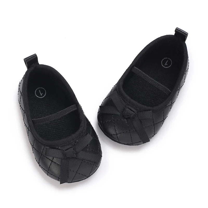 Newborn Baby Shoes Classic Fashion Mary Jane Ballet Flat Shoes Non slip Bow Baby Shoes Preschool Baptist Soft Sole Walking Shoes