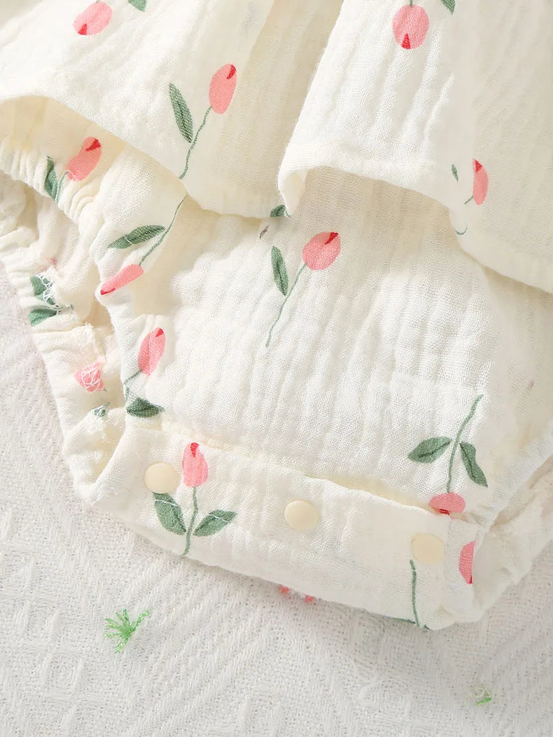 2PCS New Arrival Summer Floral baby clothes Romper Sleeveless Newborn Infant Girl Skirt Jumpsuit Outfit with Hat