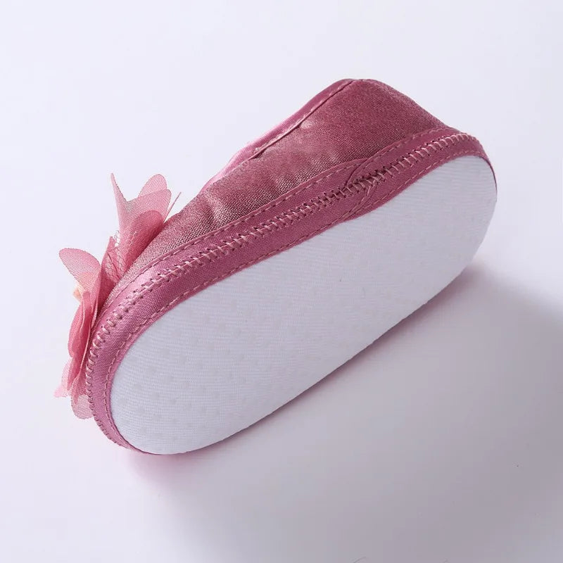Spring Autumn Soft Sole Baby Shoes Hairband Set Baby Shoes 0-1Year Old Newborn Princess Rose Flower Dress Shoes Birthday Gift
