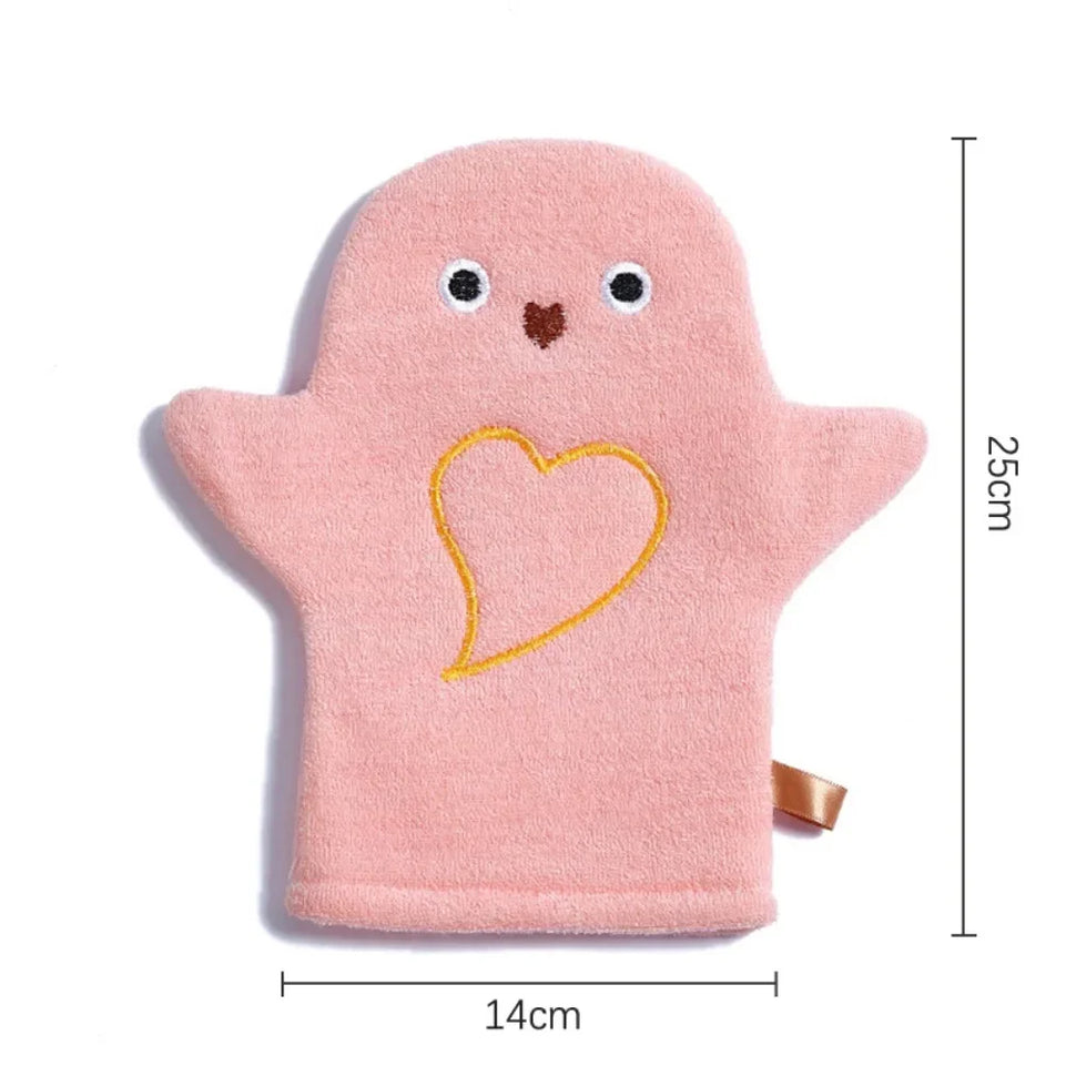Baby Bath Gloves for Kids Toddlers Cartoon Animal Shower Gloves Towels Washcloth for Bathing Children Wash Clean Shower Massage