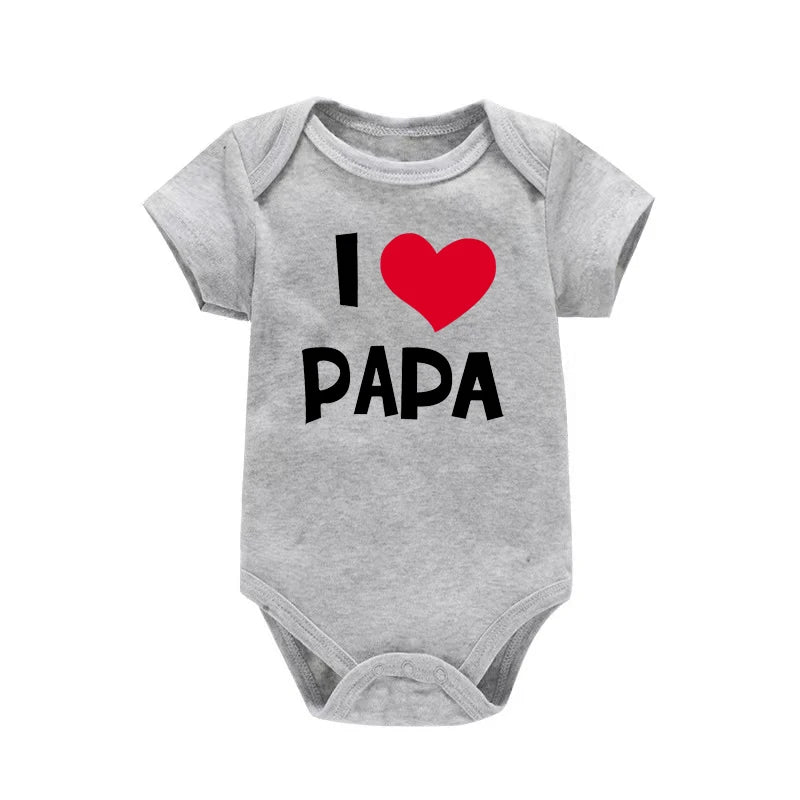 I Love Mama & Papa Funny Baby Romper T-shirt Crawling Clothes Triangle Onesies Newborn Baby Clothes Onesies for Babies