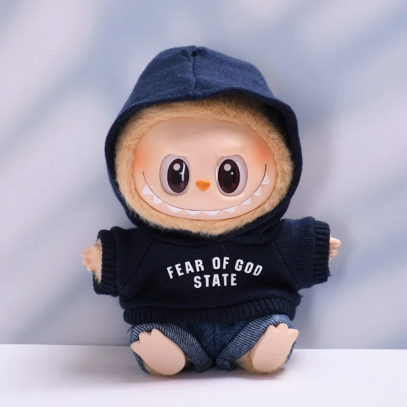 Clothes only] one or two generations of blind box Labubu sitting party fashion baby clothes casual hooded sweater jeans Labubu