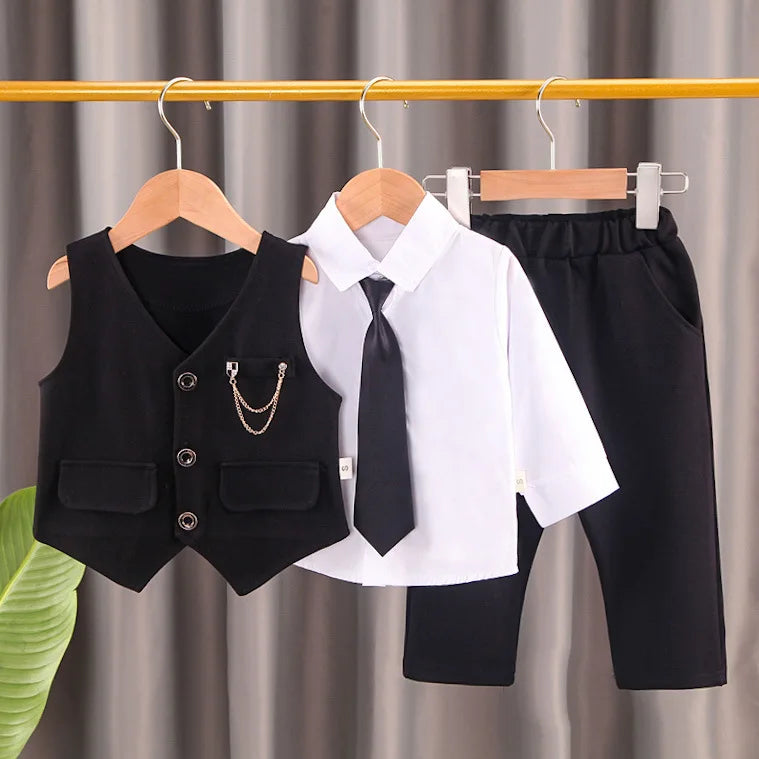 Baby clothes, spring and autumn long sleeved children's gentlemen set, casual three piece set, banquet host and performance clot