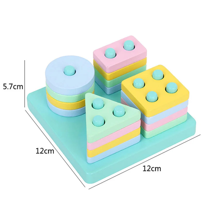 Children Wooden Toys Sleeve Column Montessori Developmental Toy Baby Early Education Building Blocks Shape Cognition TMZ
